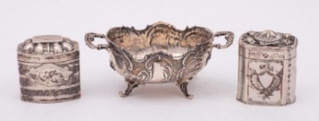 A continental silver twin handled basin, bears import marks for Berthold Muller, Glasgow,