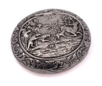 A continental silver oval snuff box, bears import marks for Edwin Thompson Bryant, London,