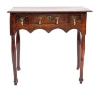 A Jacobean oak side table, late 17th century and later elements,
