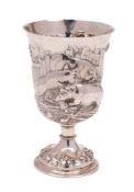 A Victorian silver goblet, maker Daniel & Charles Houle, London, 1859: monogrammed and dated,