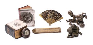 A group of small collectable works of art : includes a komai style name place holder in the form of