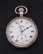 Kay's Keyless Challenge silver pocket watch: the movement having a lever escapement and stamped