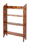 A pine and parquetry open bookcase, early 20th century,: with four shelves,