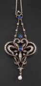 A silver and gold, openwork, Belle Époque, sapphire,