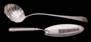 A George III silver fish slice, maker Henry Chawner & John Eames, London, 1796: initialled,