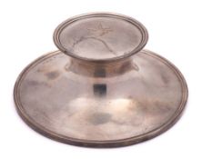 A George V silver capstan style inkwell, maker A & J Zimmerman, Birmingham, 1919: crested,