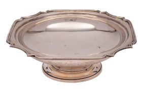 A George V silver pedestal comport, maker Adie Brothers Ltd, Birmingham, 1935: inscribed,