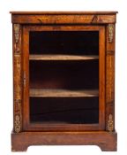 A Victorian walnut, marquetry and glazed pier cabinet, circa 1870,
