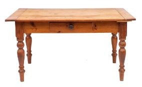 A pine farmhouse kitchen table, 20th century,