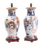 A pair of modern Chinese Imari style vases: of ovoid form,