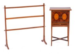 An Edwardian mahogany and sycamore strung pot cupboard in Sheraton taste, early 20th century,