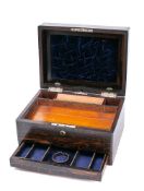 A Victorian coromandel travelling vanity/writing box: of rectangular outline,