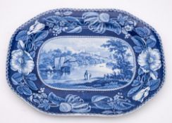 A John & Ralph Clews pottery meat plate: from the Select Scenery series,