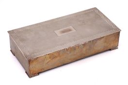 An Elizabeth II silver cigarette box of large size, maker A Chick & Sons Ltd, Birmingham,