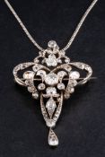 A Belle Époque, 18ct gold and silver, old and rose-cut diamond pendant/ brooch:,