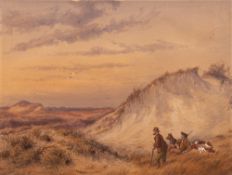 John Henry Mole [ 1814-1886]- Hare Coursing,:- signed and dated 1856 bottom left watercolour,