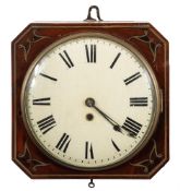A Regency mahogany and brass inlaid wall clock: the eight-day duration,