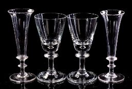 A mixed group of drinking glasses: comprising a pair of Dutch wine glasses,