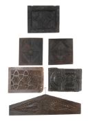 A collection of 18th Century and later carved wood panels: various sizes and shapes,