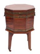 A George III mahogany and gilt brass banded cellaret, circa 1800,