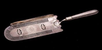 A George III silver fish slice, maker Thomas Daniell, London, 1785: crested,
