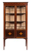 An Edwardian mahogany and marquetry display cabinet, early 20th century,