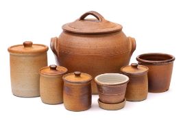 *John Leach [1939-2021] Muchelney Pottery eight pieces of domestic stoneware: comprising a bread