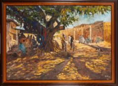 * Noni Olabisi [20/21st Century]- African town scene,