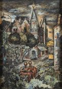* John Bowen [1914-2006]- Town scene at night,