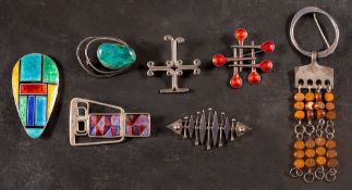 A collection of mid 20th century modern brooches,: including Gordon William Stevens,