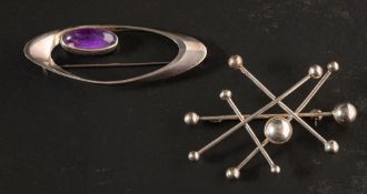 Niels Erik From (1908-1982), Denmark, two silver brooches,: both with Danish control stamps,