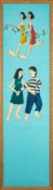 * Beryl Cook [1926-2008]- Daisy chain and couple dancing,:- signed B.