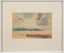 * Clifford Fishwick [1923-1997]- Figures and fishing boats at low tide,