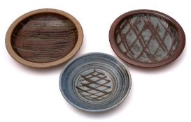 *John Leach [1939-2021] Muchelney Pottery three stoneware dishes: each of circular form and under