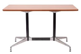 A north American walnut and metal mounted counter-height table by Herman Miller,
