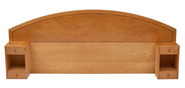 A maple and birdseye maple veneered and cherry banded headboard, modern,
