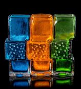 Three James Powell & Sons Whitefriars glass 'Drunken Bricklayer' vases: after a design by Geoffrey