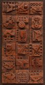 *Ron Hitchins [1926-2019] a panel of terracotta tiles: formed from eighteen square tiles decorated