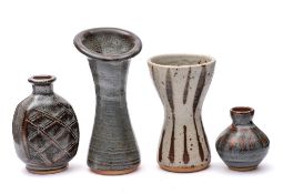 *John Leach [1939-2021] Muchelney Pottery four stoneware vases: of various forms under wood ash