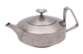 Robert Welch for Old Hall: a stainless steel teapot and cover.