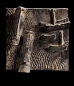 *John Maltby [1936 - 2020] a stoneware plaque: of square form modelled in high relief with two