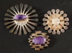 Three modernist brooches,: Jacob Hill for Buch & Deichman, Denmark,