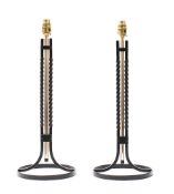 A pair of Robert Welch designed wrought iron table lamps: wisteel central rod flanked by wrought