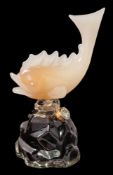 Two Murano glass liqueur decanters for Luxardo: of rustic rock like form the large stoppers in the