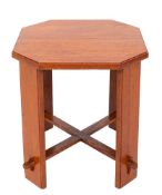 An oak occasional table in Art Deco style, circa 1930,: the octagonal top on four straight supports,