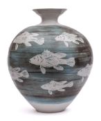 * Neil Tregear [Contemporary] a large white stoneware vase: of shouldered oviform with flared neck