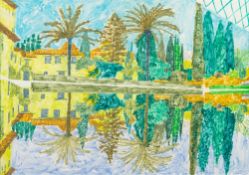 * Adrian Berg [1929-2011]- The Alhambra, Granada watercolour, pencil and crayon drawing 36 x 51cm.