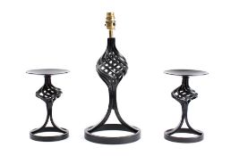A Robert Welch designed wrought iron table lamp: 39cm high,