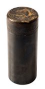 A cylindrical blued steel and samorodok cigar case,