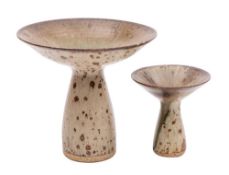 *Barbara Cass [1921-1992] two stoneware vessels: of tapering form with broad flaring rims under